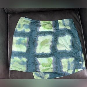 ZARA PRINTED PAREO MINI SKIRT GREEN SIZE S